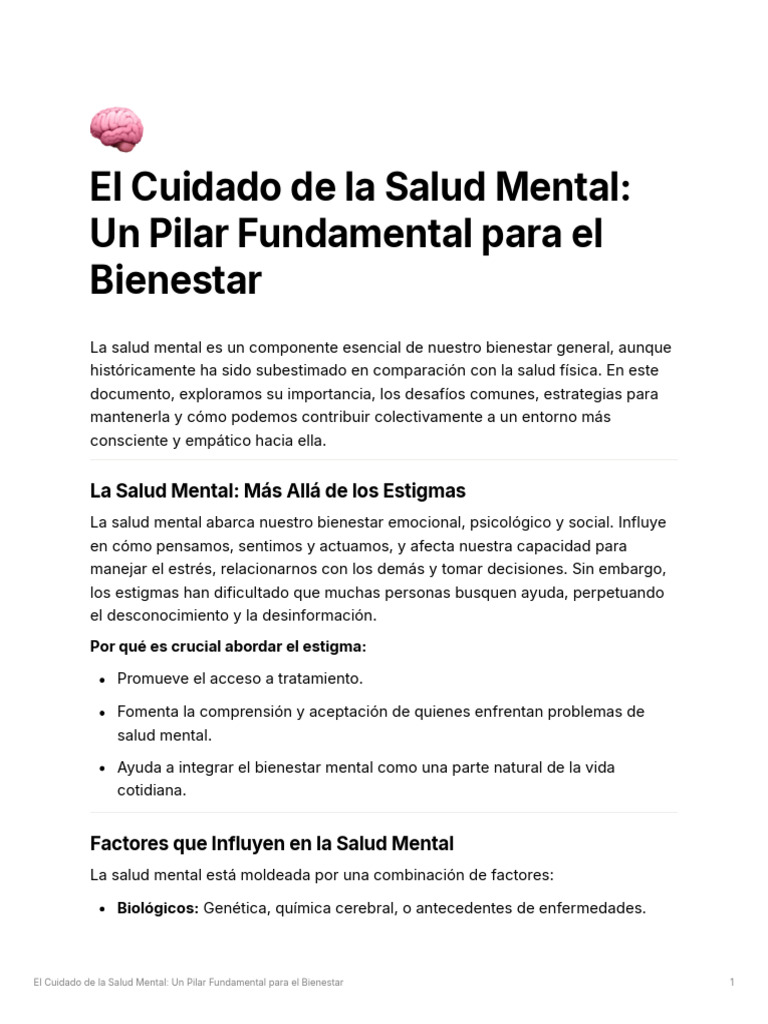 Salud Mental: Clave para el Bienestar | PDF | Salud mental | Las emociones