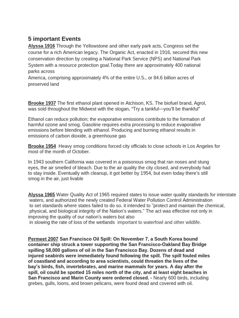 Environmental History Timeline Group Activity - Alyssa - Brooke ...
