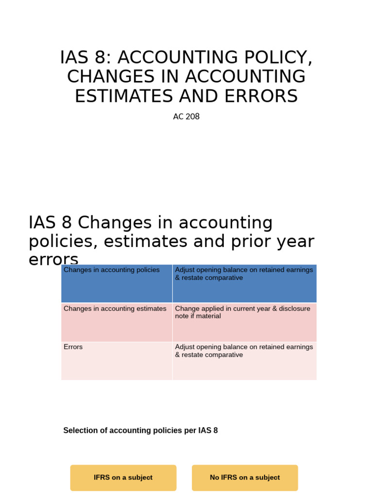 IAS 8: Accounting Policies & Estimates | PDF | International Financial ...