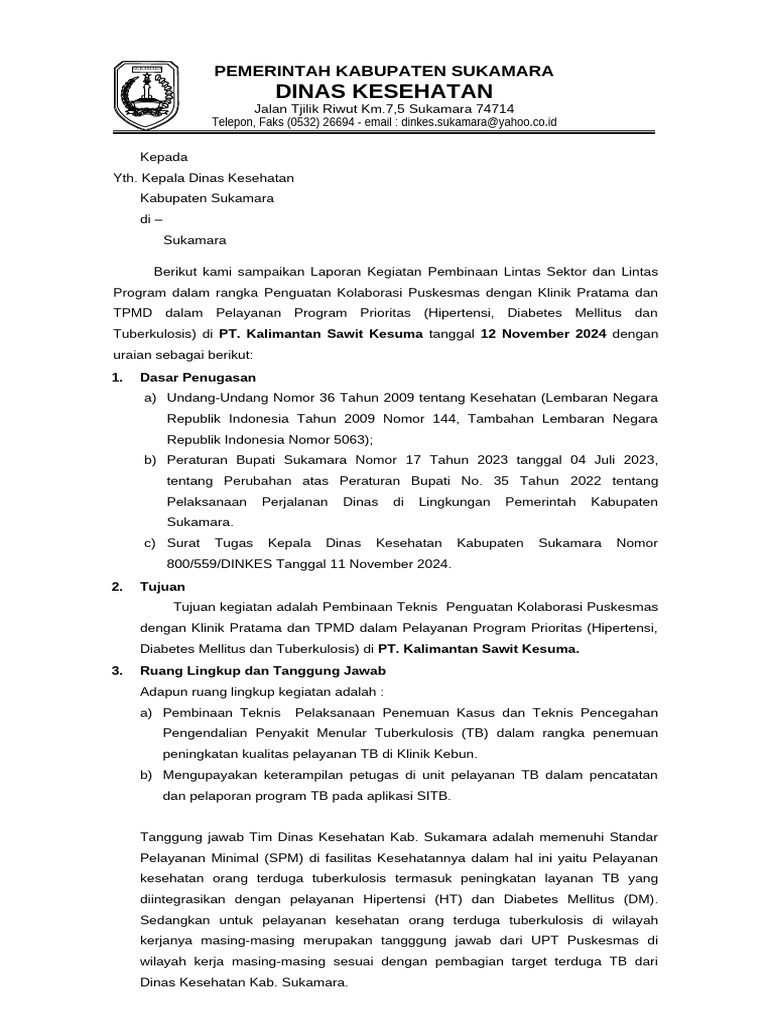 Pembinaan Kolaborasi Kesehatan Sukamara | PDF