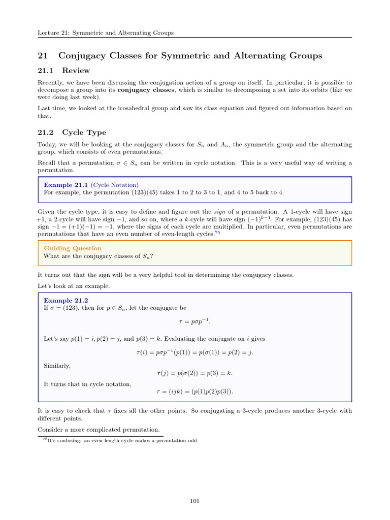 Advanced Group Theory Lecture | PDF | Permutation | Group (Mathematics)