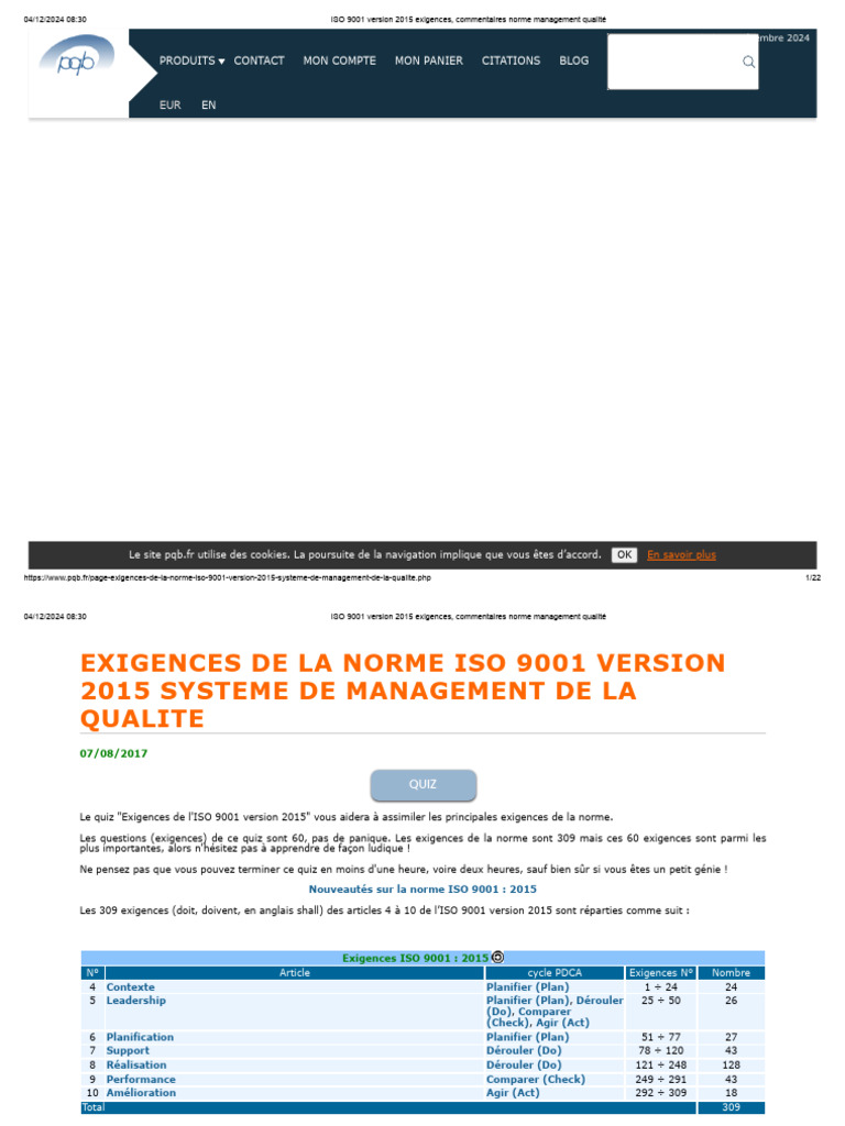 Exigences ISO 9001:2015 Décryptées | PDF | Système de management de la ...