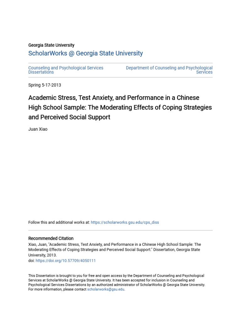 Academic Stress and Test Anxiety in China | PDF | Stress (Biology ...