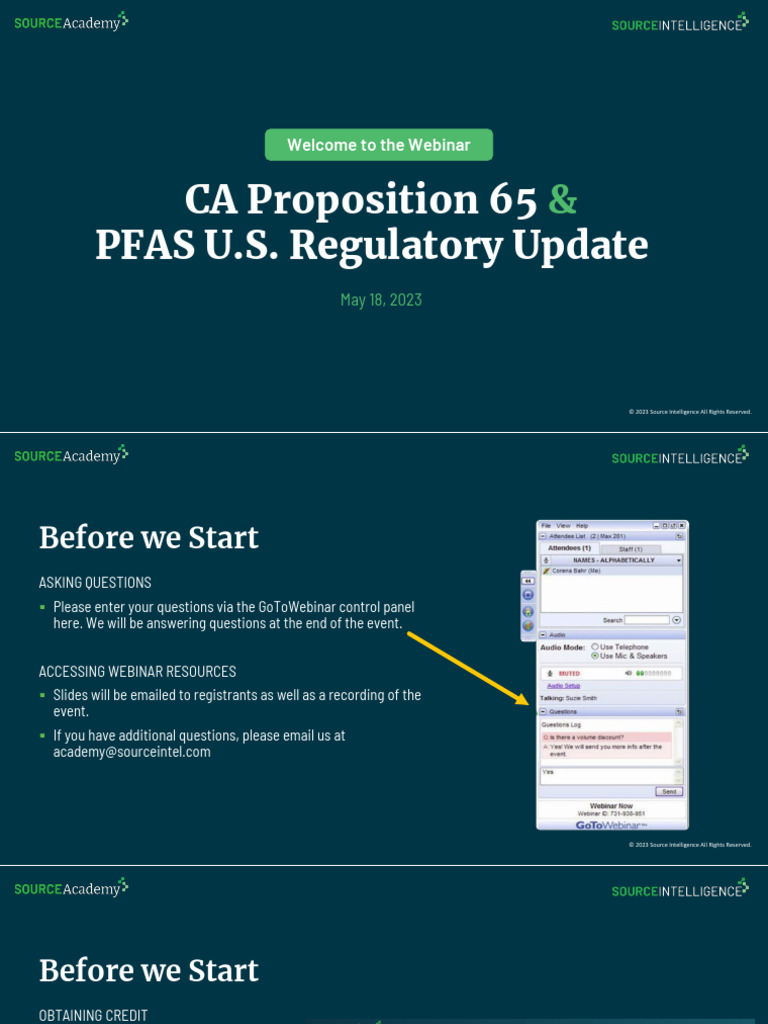 Source Intelligence - CA Proposition 65 & PFAS US Regulatory Update ...