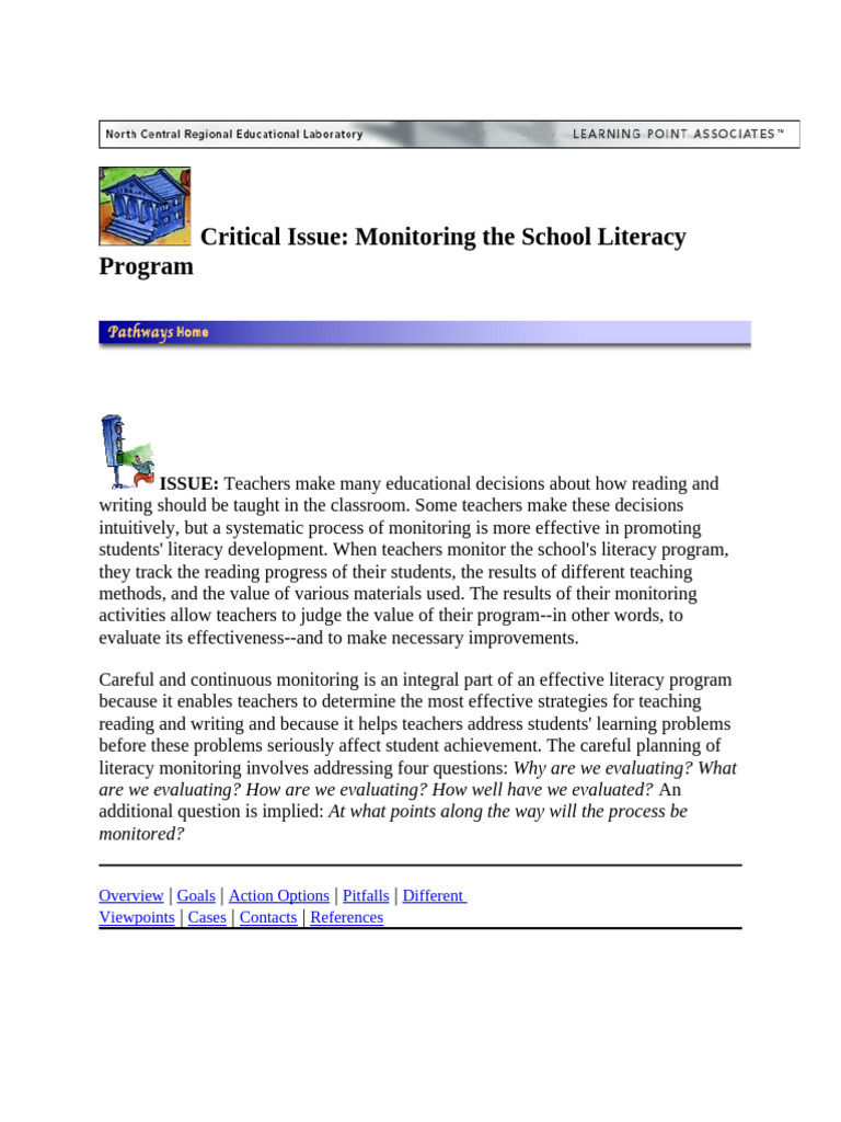 Monitoring School Literacy Programs | PDF | Educational Assessment ...