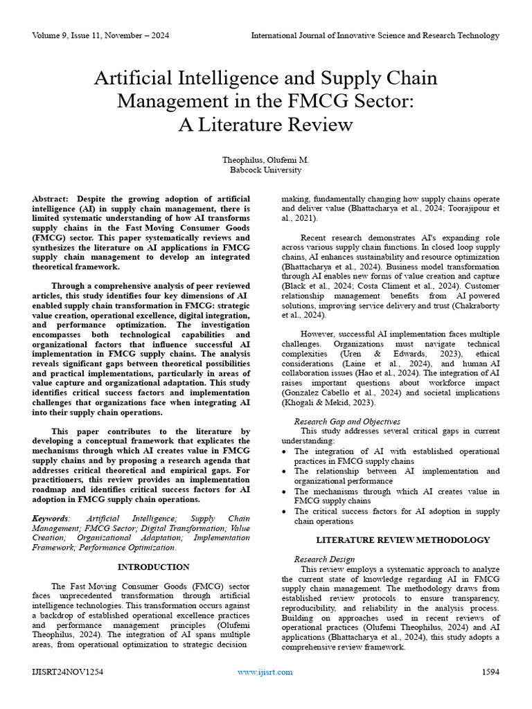 AI in FMCG Supply Chain Management | PDF | Supply Chain | Artificial ...
