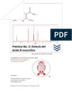 Práctica No. 2 Síntesis del ácido beta-resorcílico