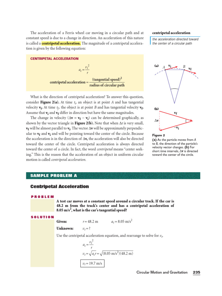 Centripetal Acceleration and Force | PDF | Acceleration | Force