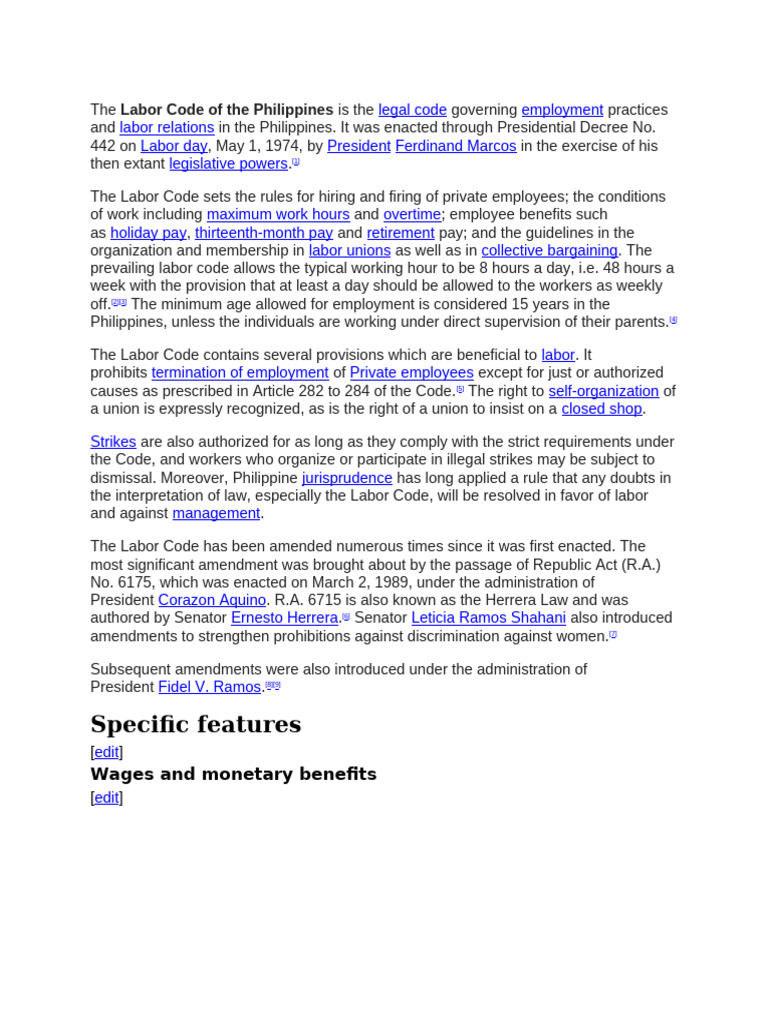 LABOR LAWS Lecture Labor Code September 19 2024 | PDF | Employment | Labor