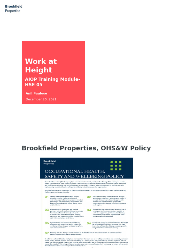 Work at Height Safety Training Guide | PDF | Scaffolding | Safety