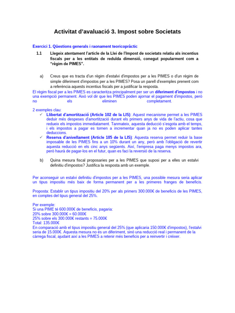 Activitat D'avaluació 3. Impost Sobre Societats 3 | PDF