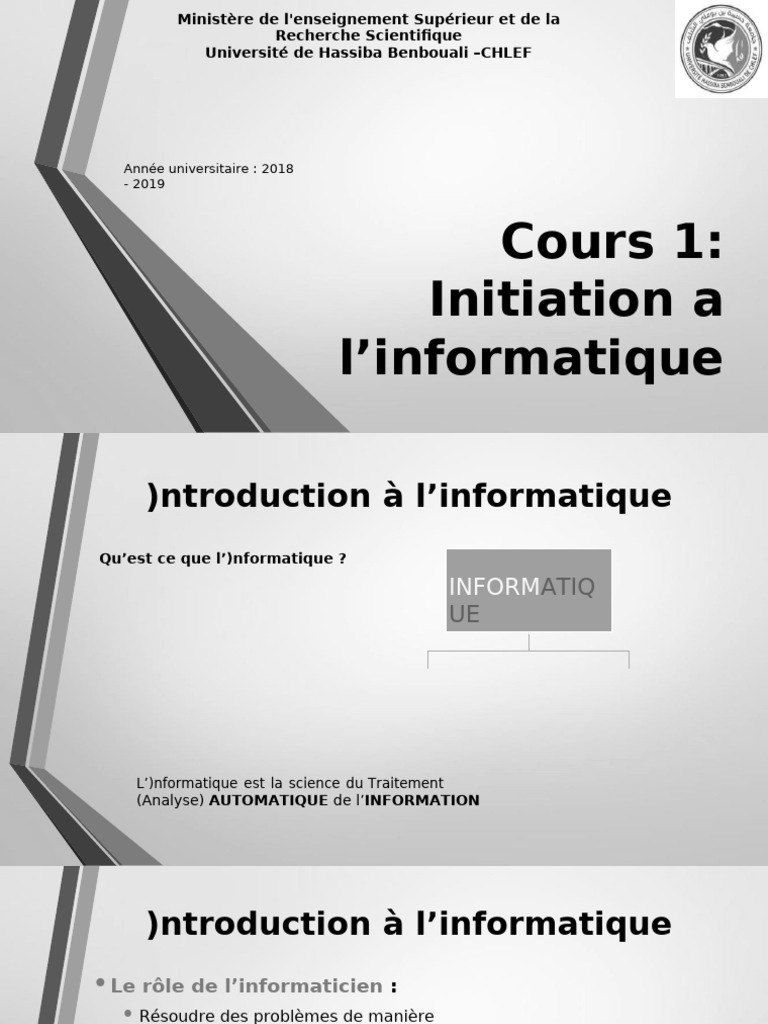 Introduction à l'informatique et matériel | PDF | Microsoft Word ...