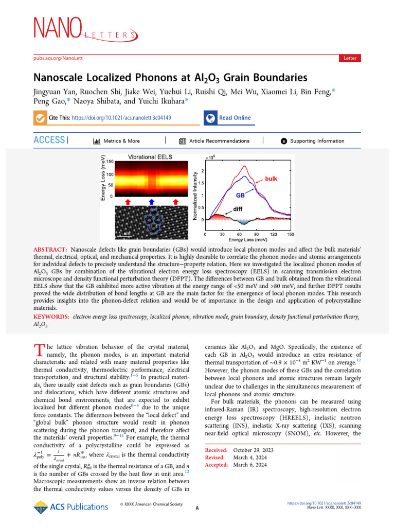 2024-nl-Nanoscale Localized Phonons at Al2O3 Grain Boundaries | PDF ...