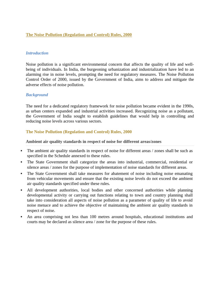 Noise Control Rules for Urban India | PDF | Noise | Air Pollution