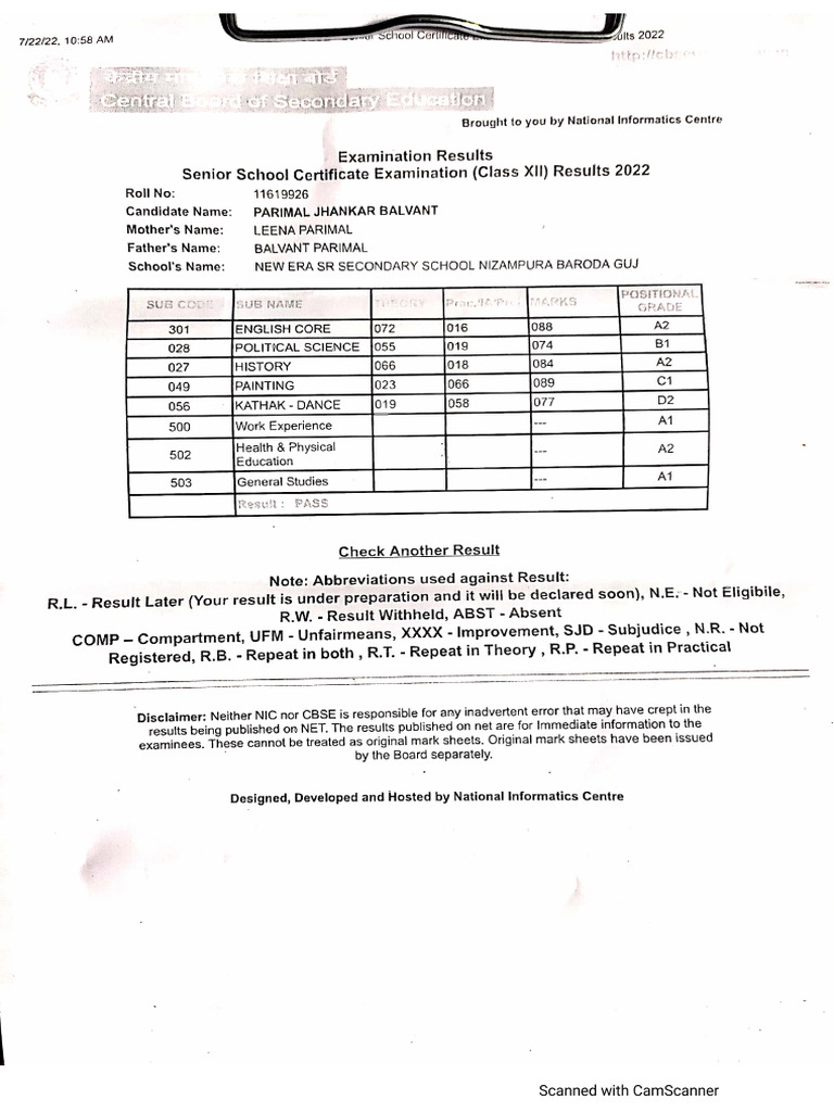 12 TH Marksheet | PDF