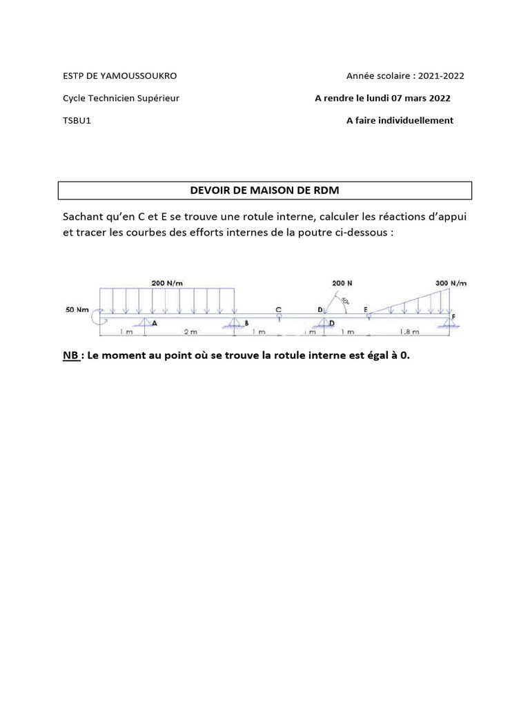 Calcul des Réactions d'Appui RDM | PDF