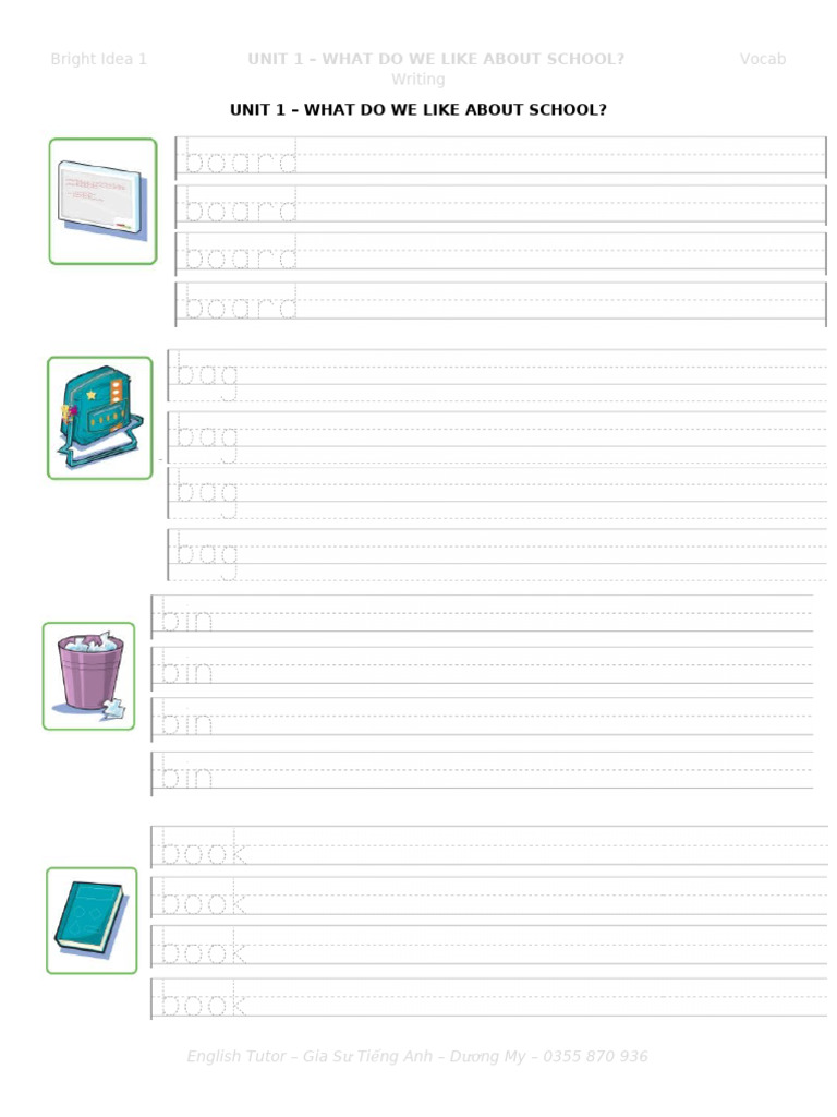 U1 - Bright Idea 1 - Vocab Writing | PDF