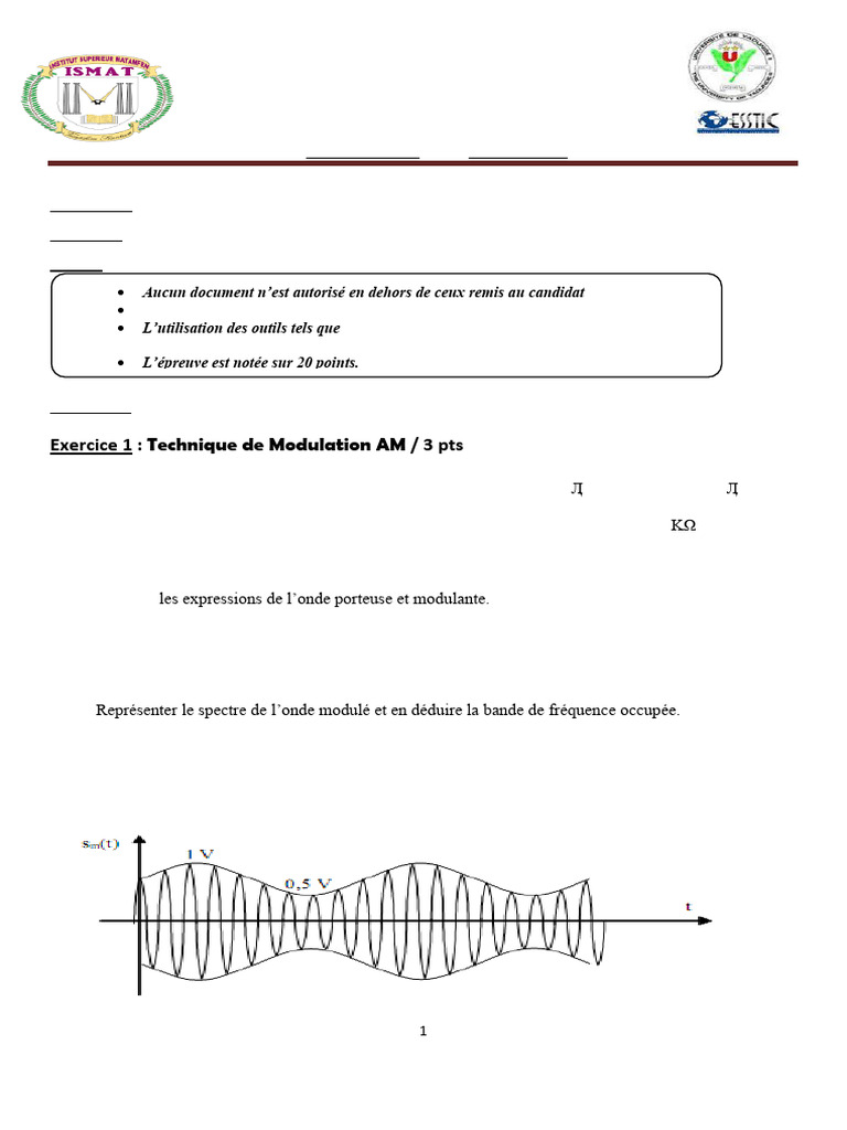 Examen Réseaux et Sécurité 2024 | PDF | Fibre optique | Modulation de ...