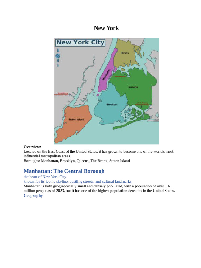 New York Pdf Manhattan New York City