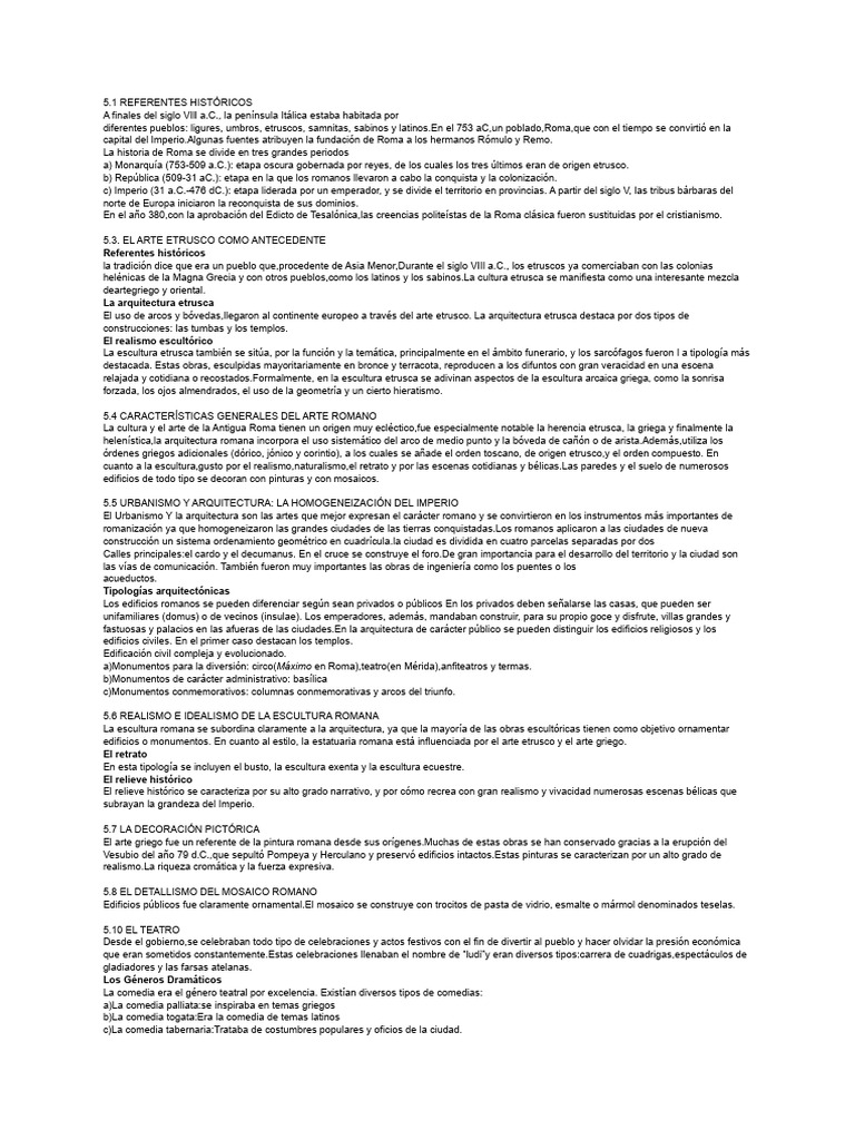 Historia y Arte de Roma y Etruscos | PDF | imperio Romano | Teatro