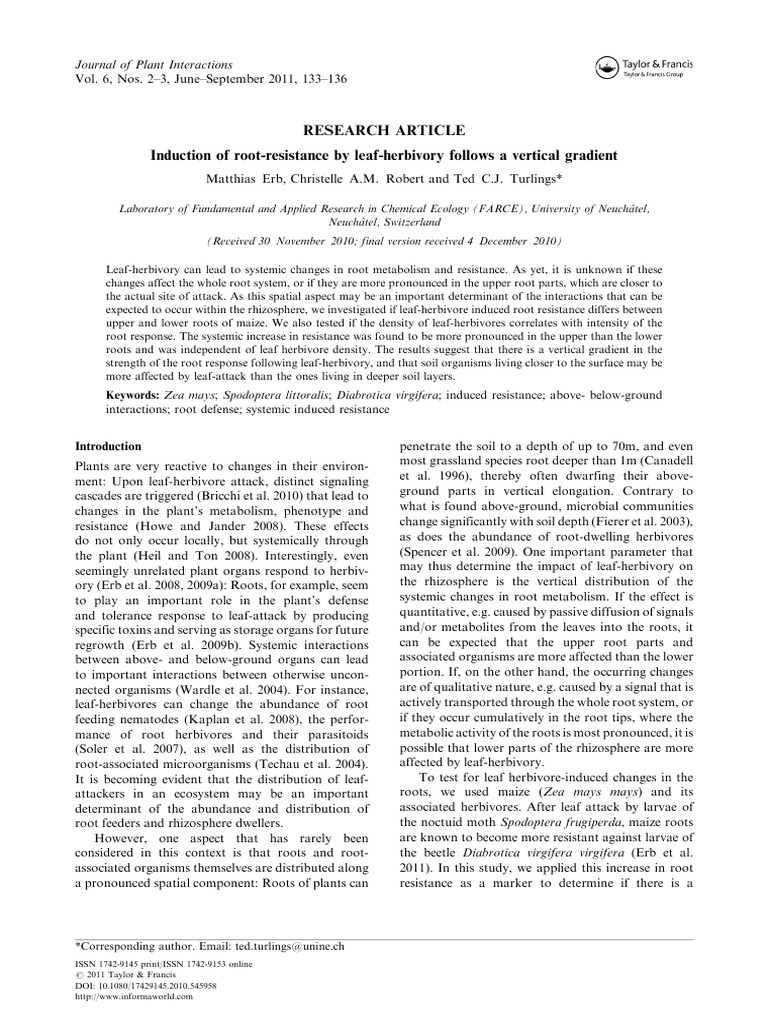 Root Resistance in Maize from Herbivory | PDF | Root | Herbivore