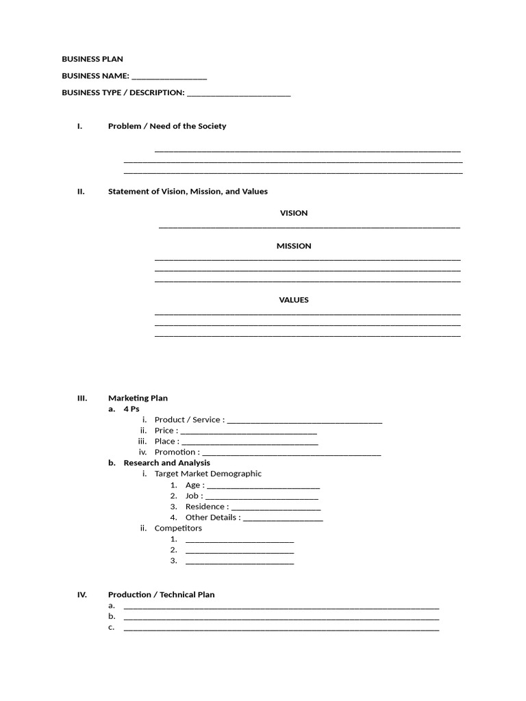 Business Plan Template | PDF