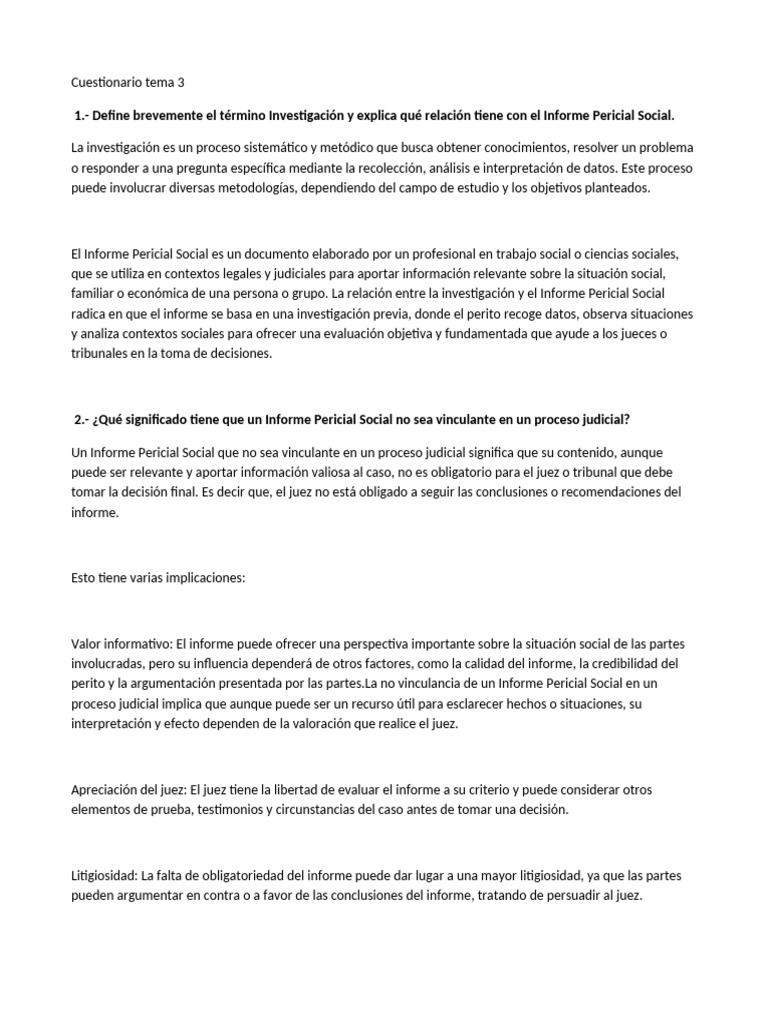 Tema 3 Cuestionario | PDF | Testigo experto
