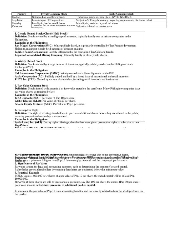 Private Vs Public Company Stock Insights Pdf Stocks Present Value