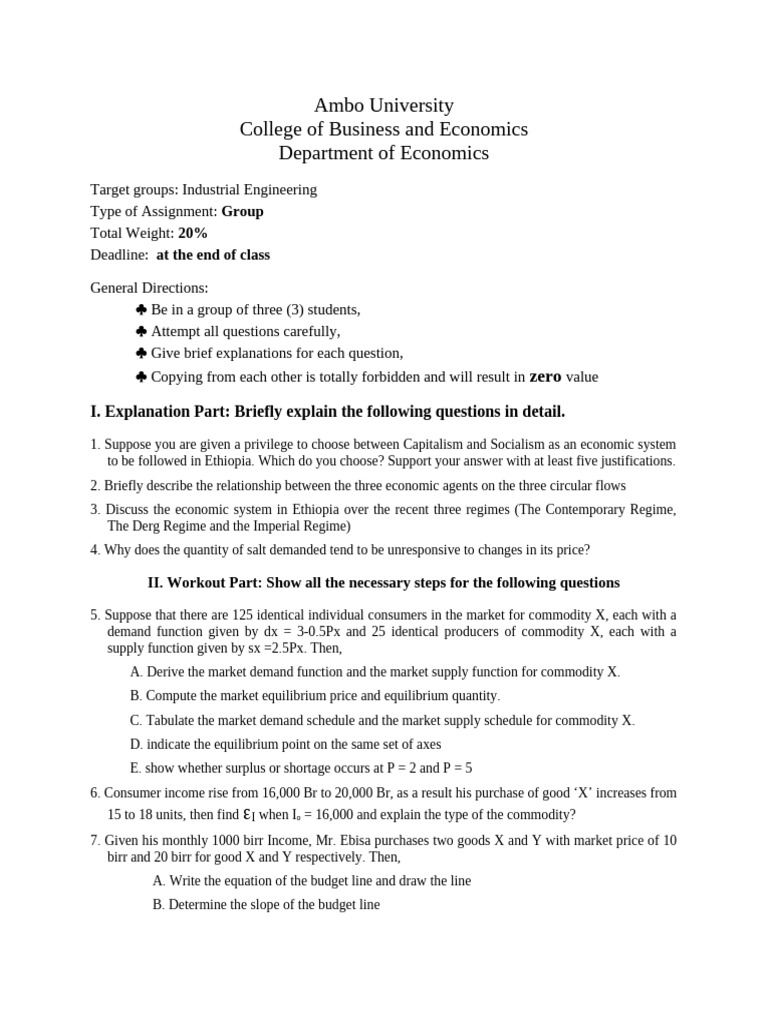 Economics Assignment | PDF | Demand | Elasticity (Economics)