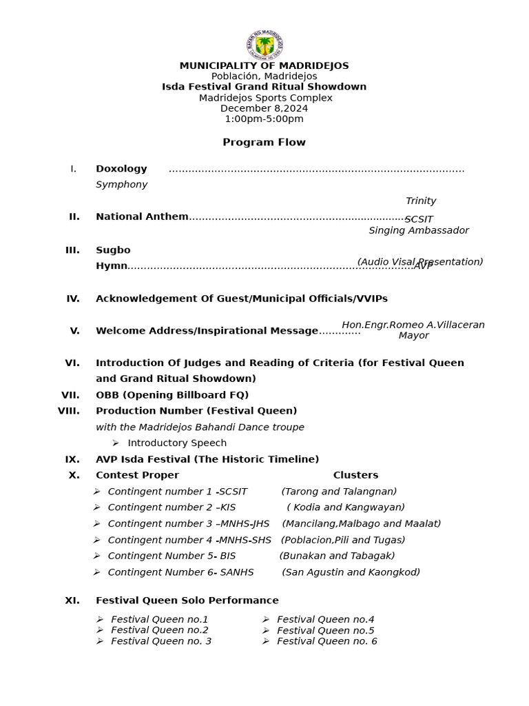 Isda Festival 2024 Program Schedule | PDF