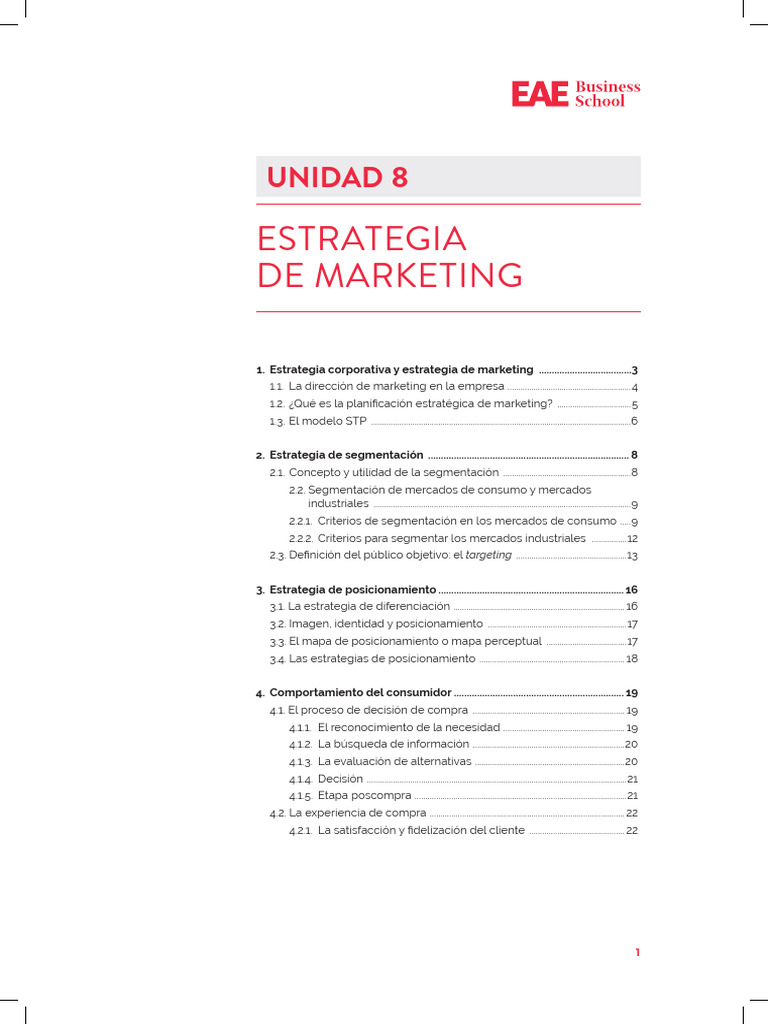 Unidad 8. Estrategia de Marketing | PDF | Marketing | Producto (Negocio)