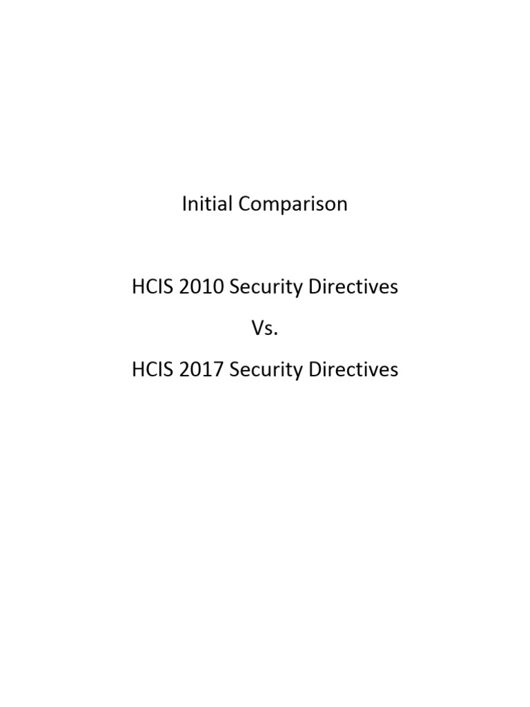 HCIS Security Directives: 2010 vs 2017 | PDF | Securities | Computer ...