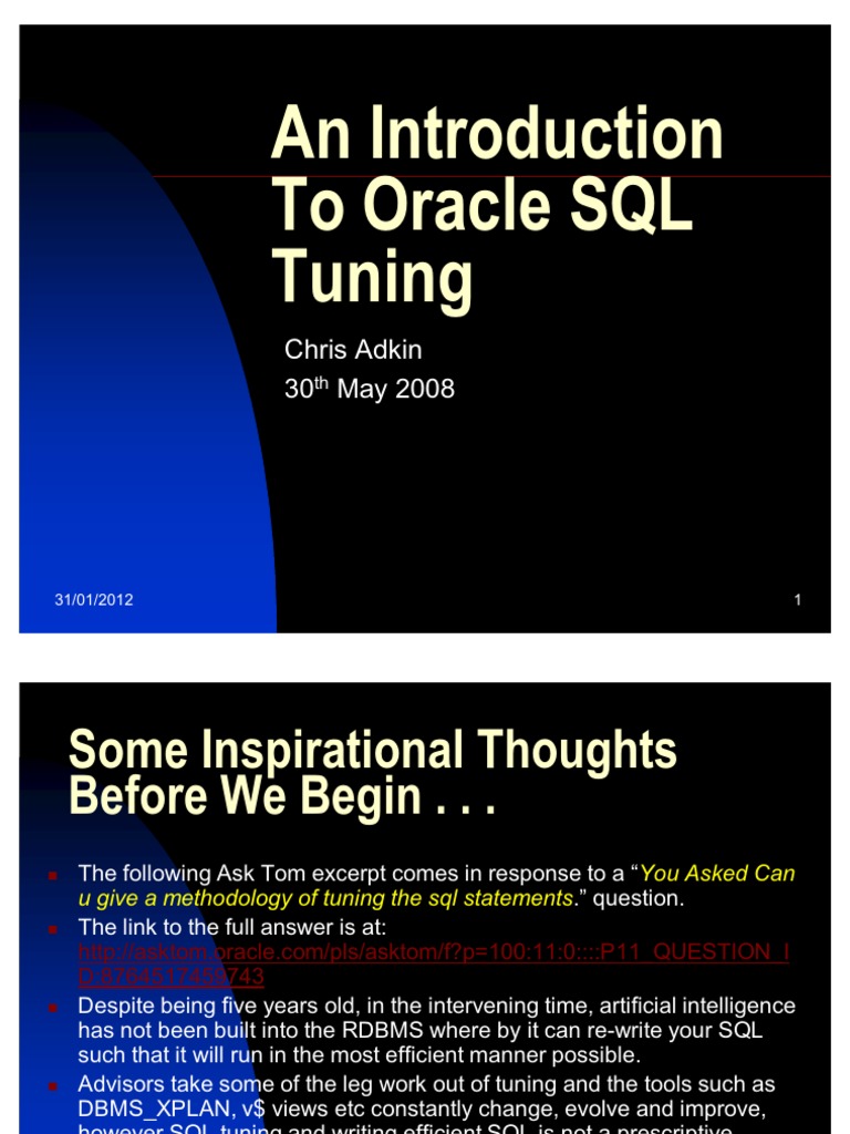 An introduction to oracle sql tuning pdf