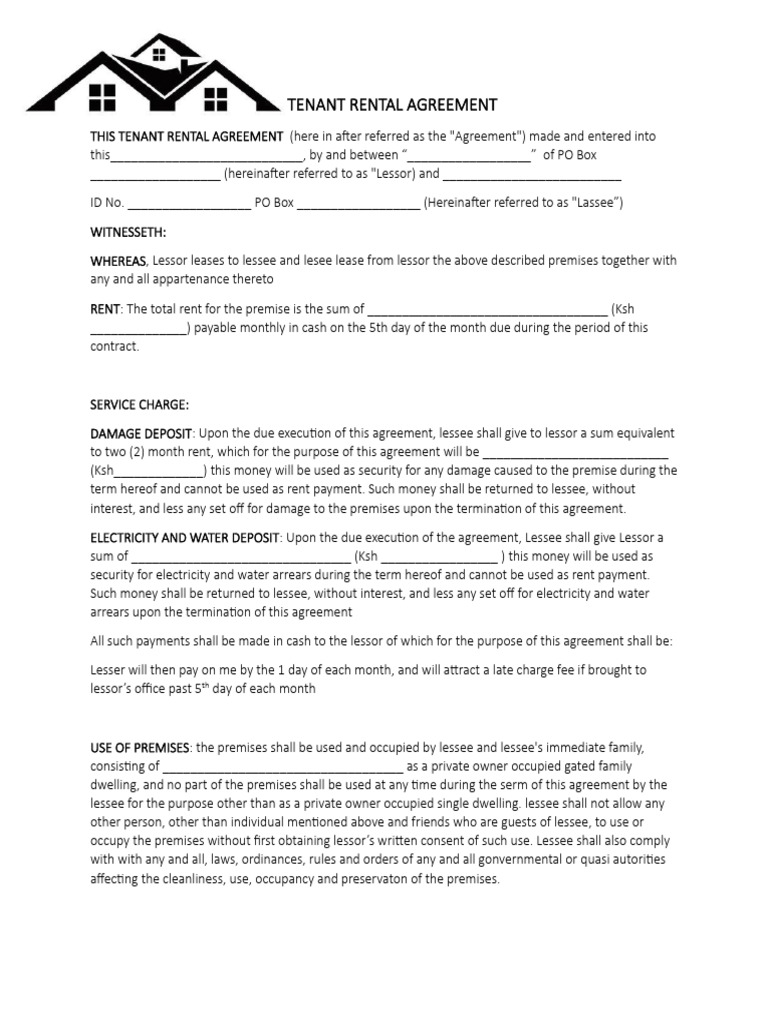 Tenant Rental Agreement Template | PDF | Lease | Common Law