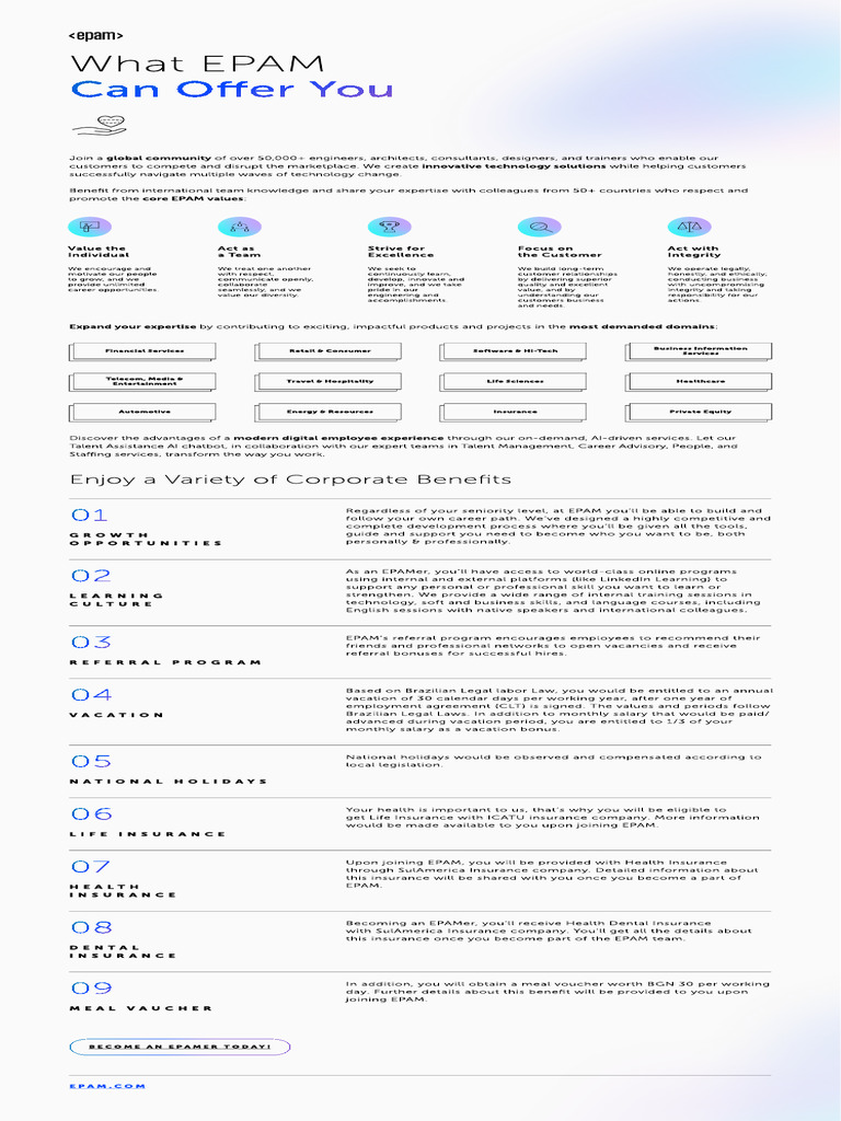 EPAM Corporate Benefits Overview | PDF | Employment | Salary
