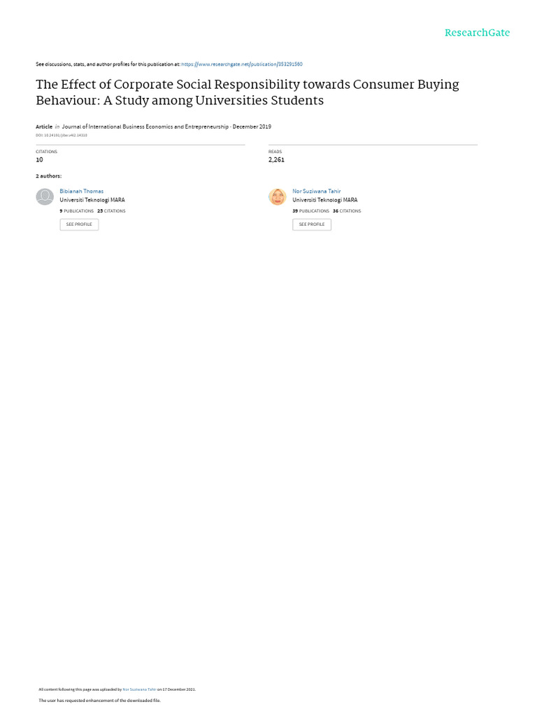 The Effect of Corporate Social Responsibility Towa | PDF | Corporate ...
