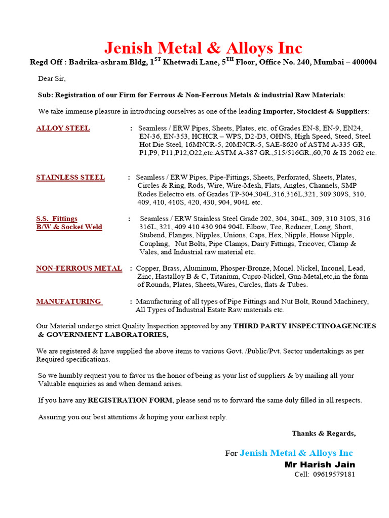 Ferrous & Non-Ferrous Metal Suppliers | PDF | Pipe (Fluid Conveyance ...