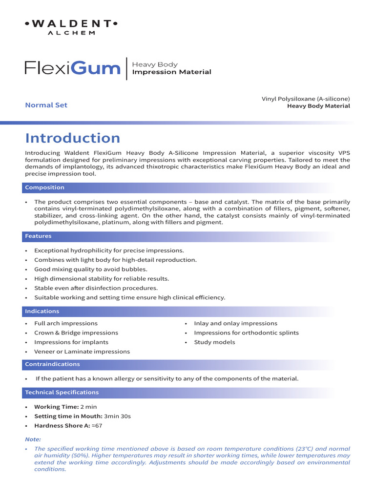 Waldent FlexiGum Heavy Body - User Manual | PDF | Dental Implant
