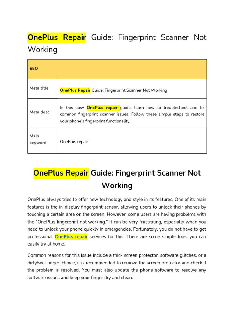 Oneplus Fingerprint Scanner Fix Guide Pdf Image Scanner Fingerprint
