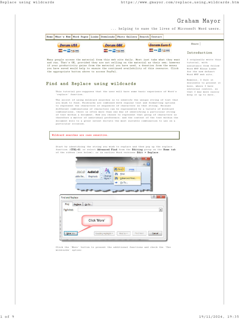 Replace using wildcards pdf bracket ascii