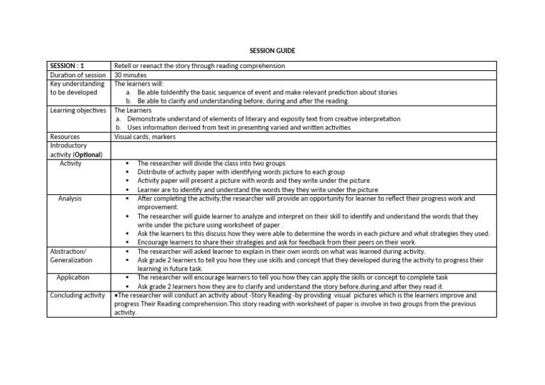 SESSION-GUIDE | PDF | Reading Comprehension | Learning
