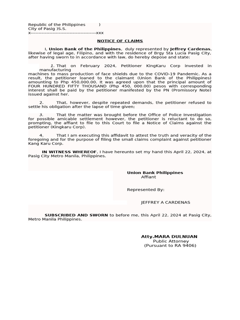 Notice of Claims | PDF