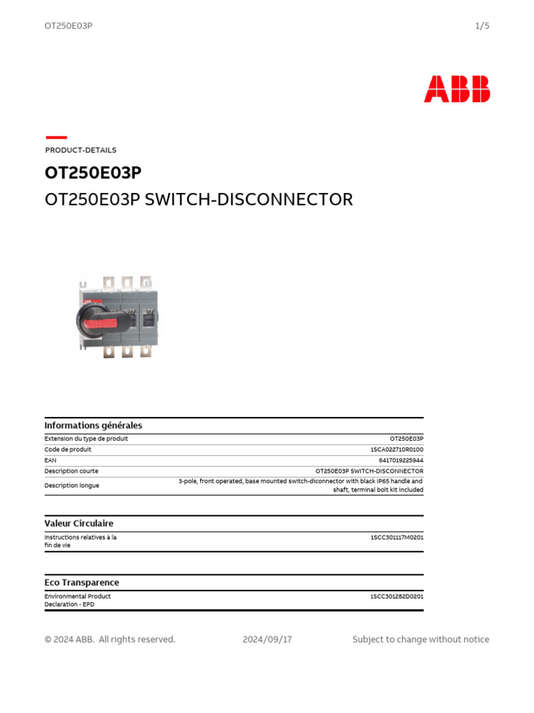 1SCA022710R0100 | PDF | Electrical Engineering | Electric Power