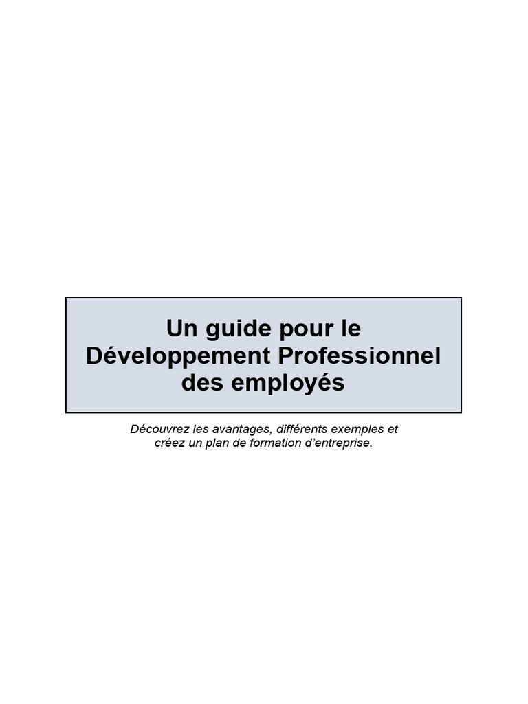 Guide du Développement Professionnel | PDF | Mentorat | Apprentissage