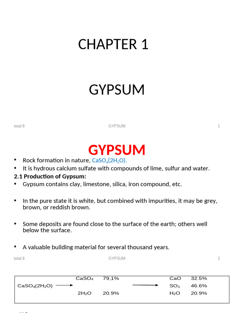 1 Gypsum | PDF | Gypsum | Materials