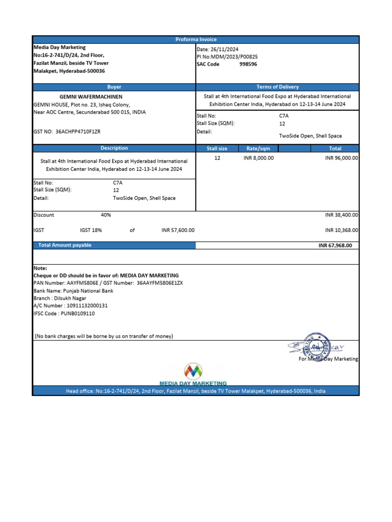 Gemni Wafermachinen Stall Invoice | PDF