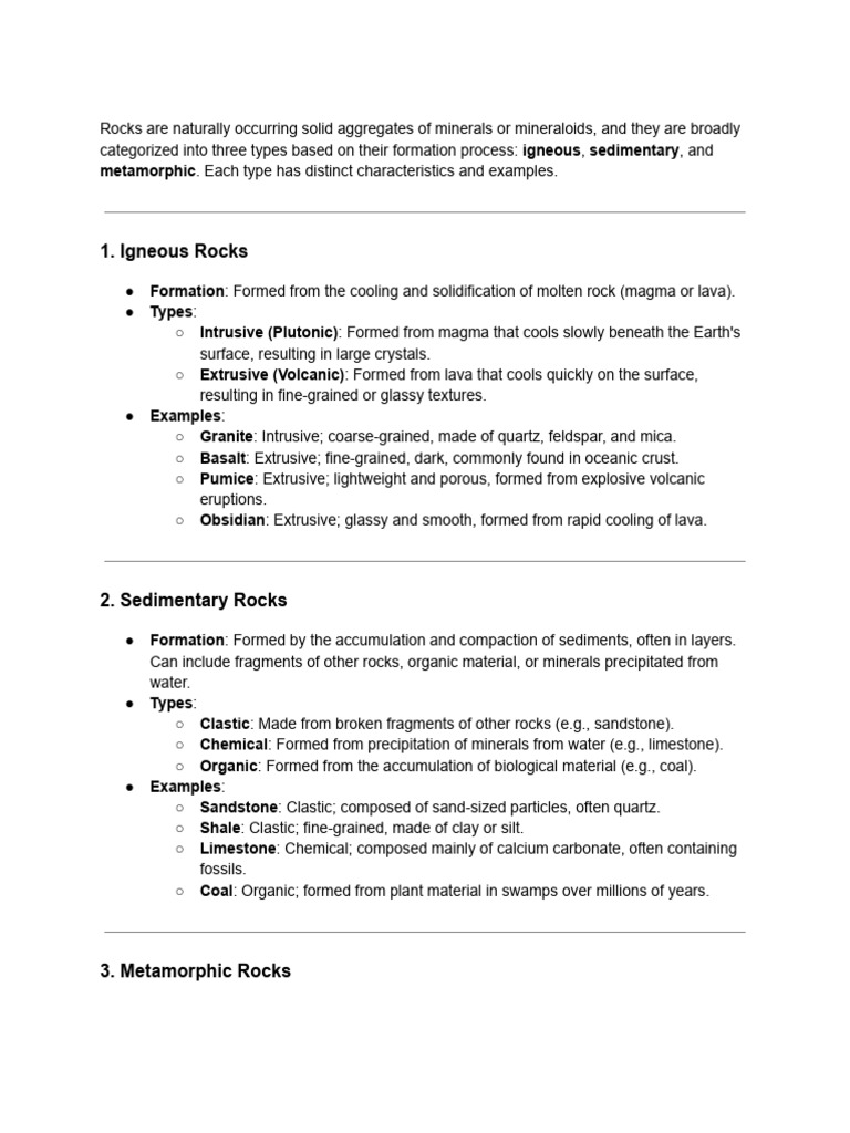 Rocks notes | PDF | Rock (Geology) | Igneous Rock