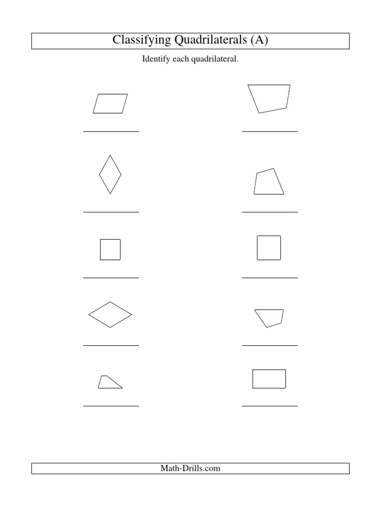 Geometry Worksheet Classifying Quadrilaterals Squares Rectangles