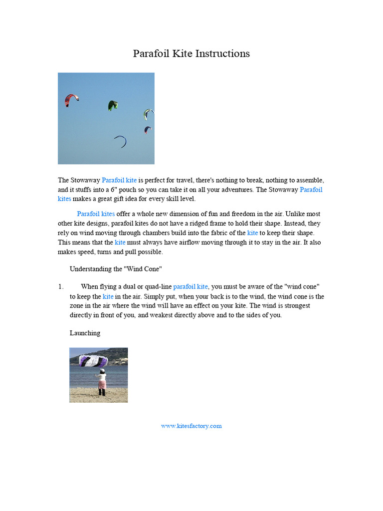 Parafoil Kite Flying Instructions | PDF | Kite | Wound