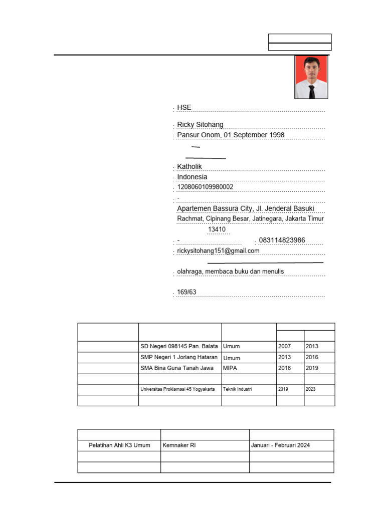 Data Pribadi Karyawan dan Riwayat Pekerjaan | PDF